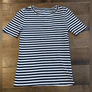 J.CREW Women's white black Striped Perfect Fit T-shirt Tee - S